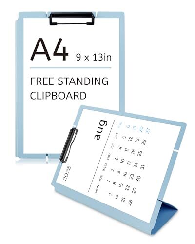 Blue Free Standing Clipboard and Desktop Stand with Adjustable Buckles Easel