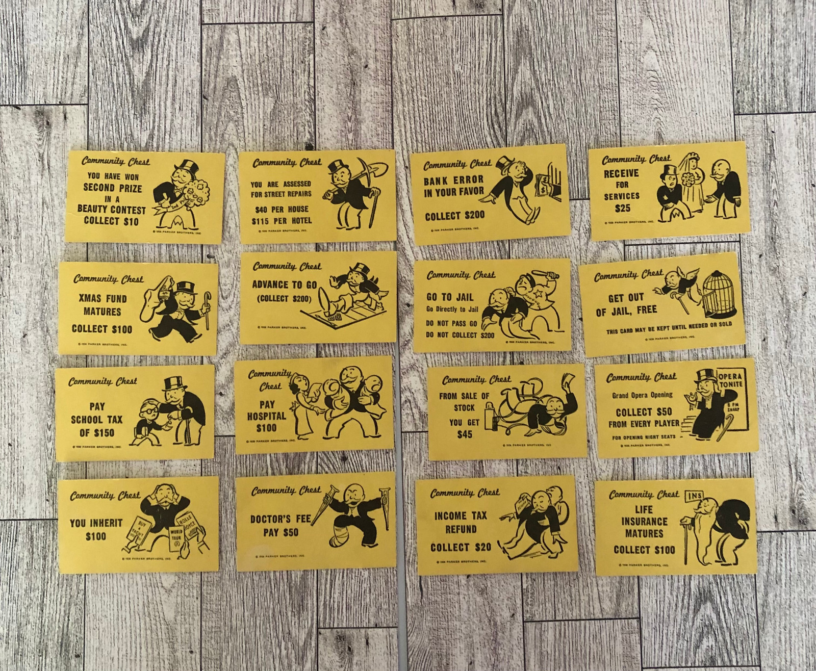 Parker Brothers Monopoly Community Chest Cards - Yellow Replacements You Choose