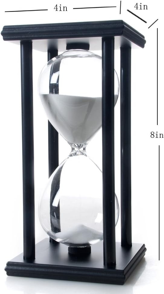 60 Minutes Hourglass, Wood Sand Timer White