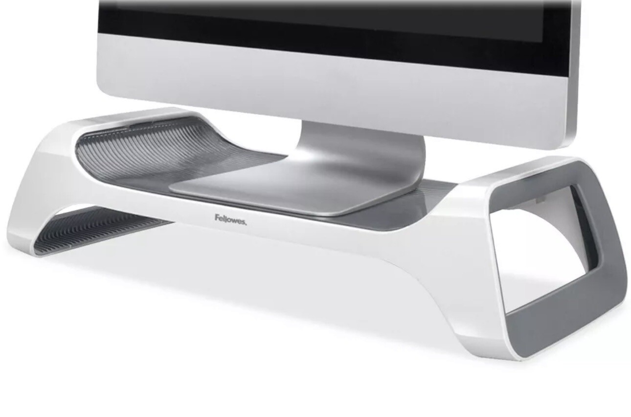 Fellowes I-Spire Series Up to 25 lbs Monitor Lift Stand 9311101 White Gray  New
