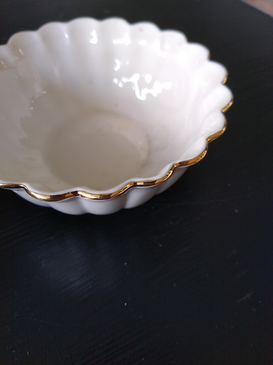 Vintage LENOX Small Trinket Bowl Embossed Roses Gold Trim 4"