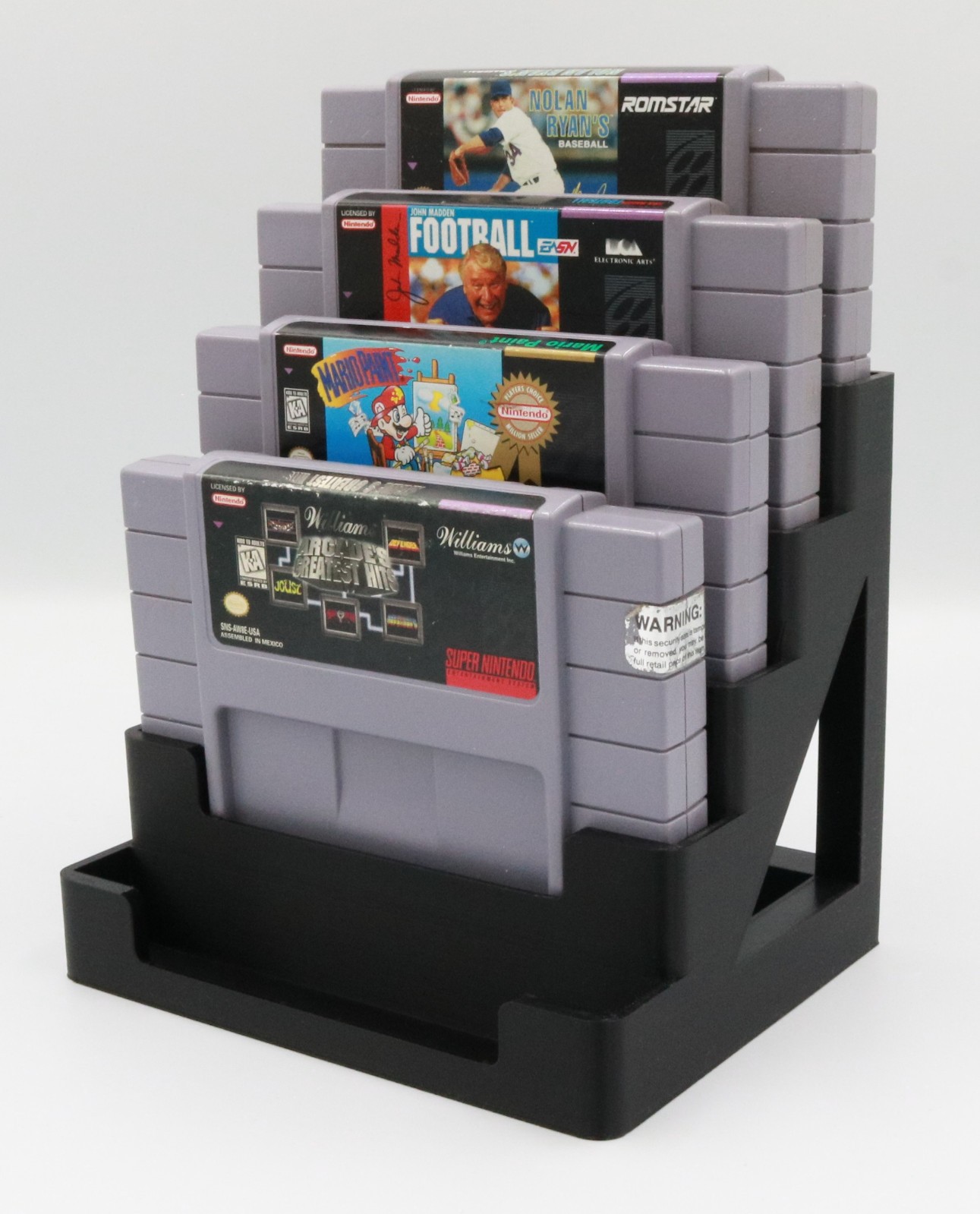 Nintendo SNES Cartridge Display Stand Tower Holder - Holds 5 Games