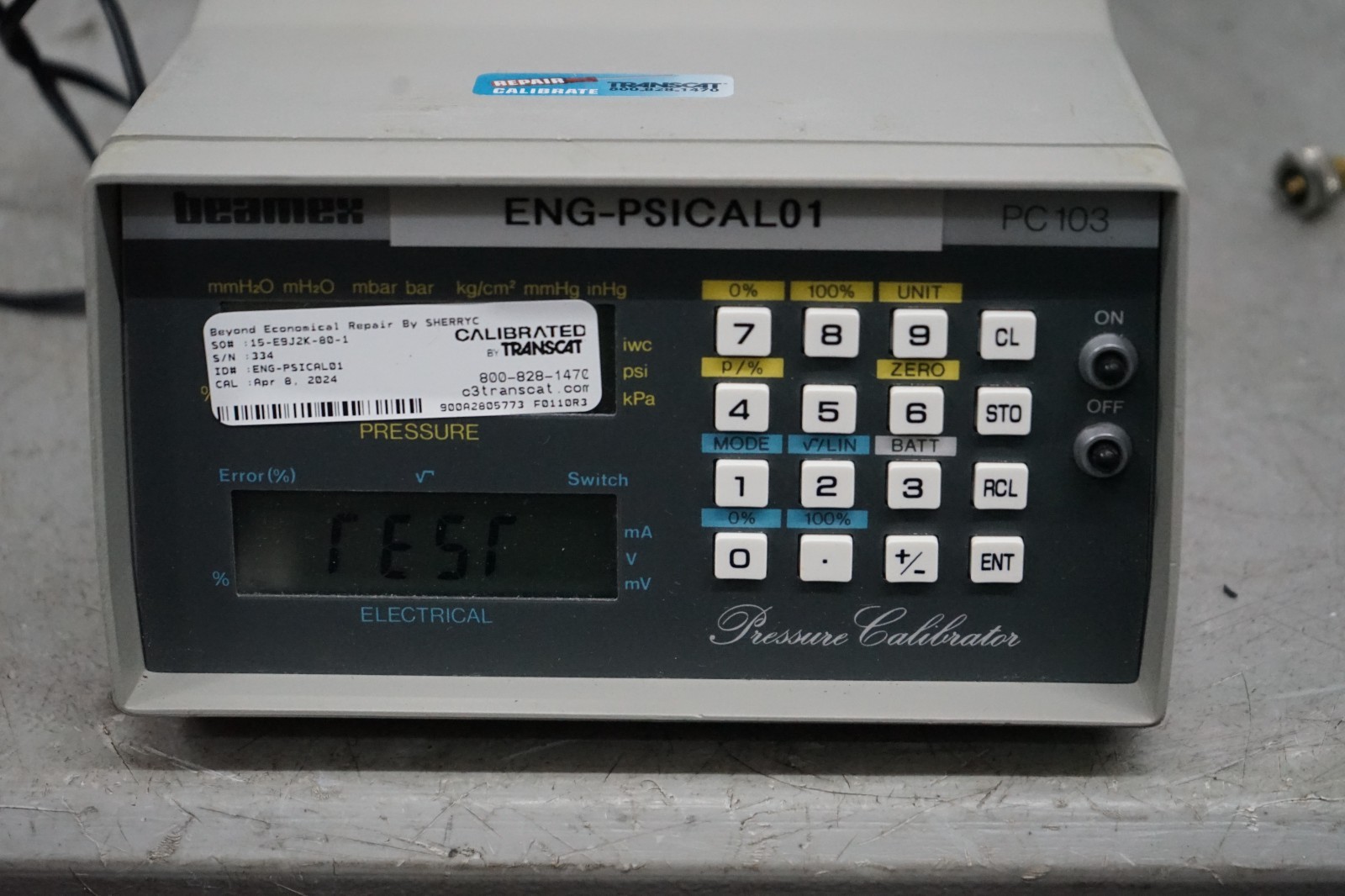 ^ Beamex PC103 Pressure Calibrator Manometer #X5978