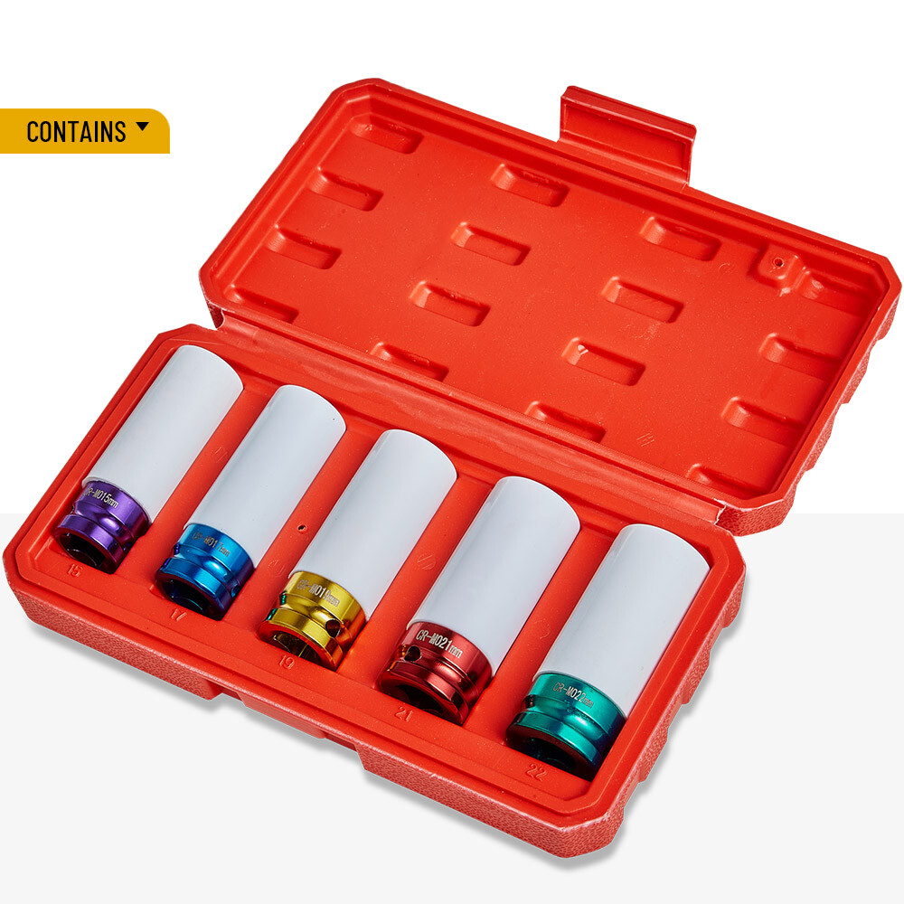 5Pcs 1/2 Drive Wheel Protector US Tire Sleeve Nut Socket Wheel Hub Tool Kits Set
