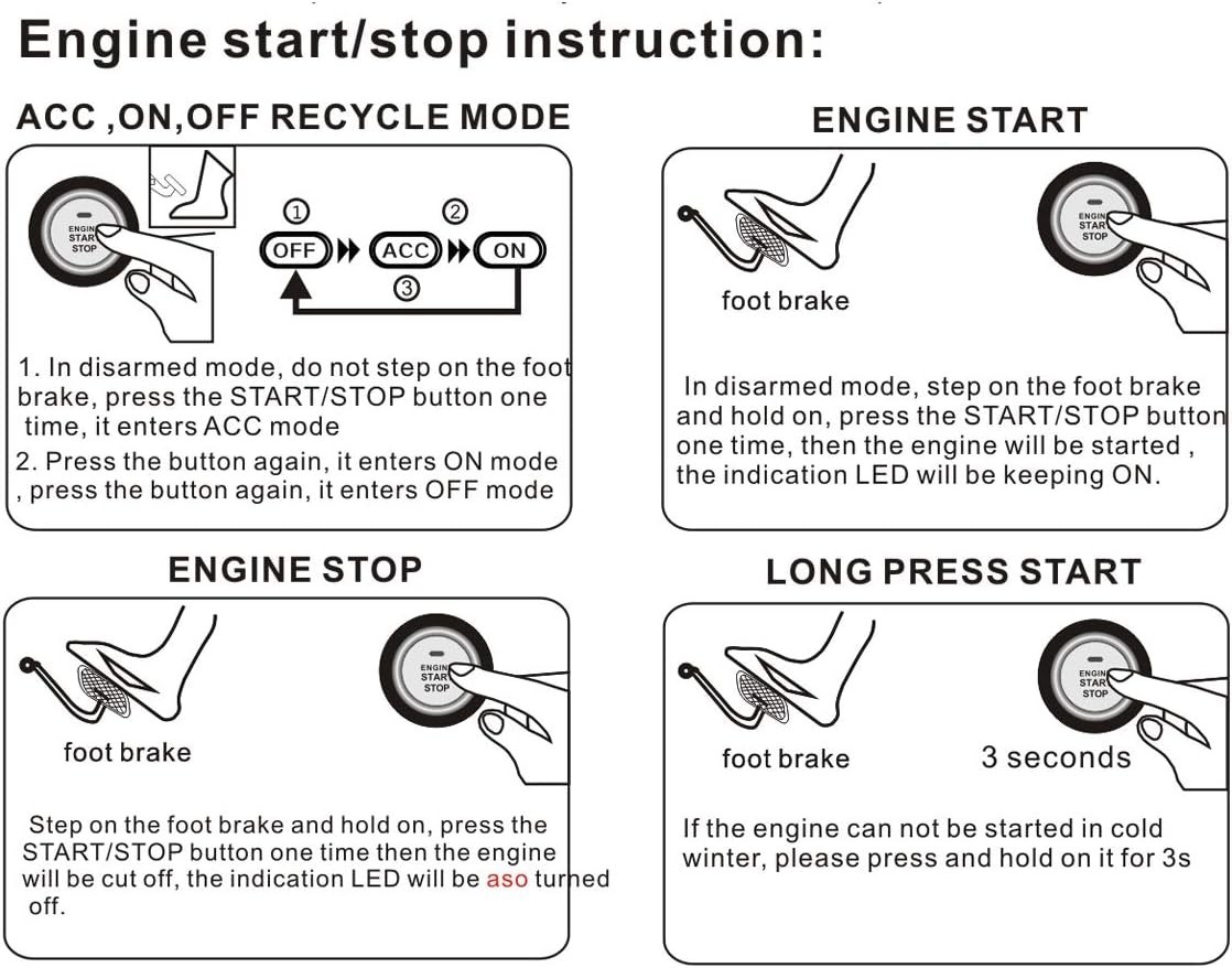 BANVIE Car RFID Push to Start Ignition Kit, Keyless Go Engine Start Stop Button