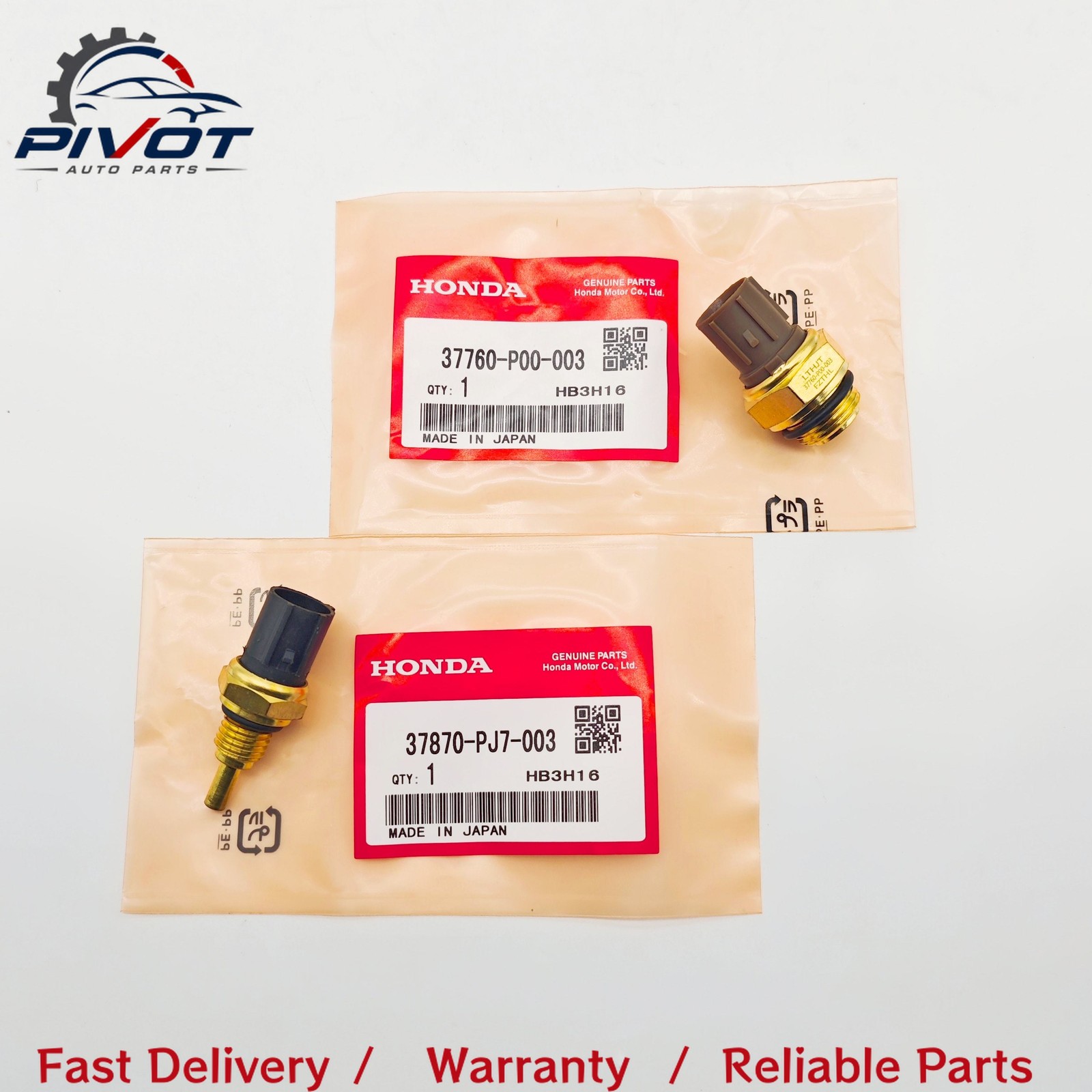 2PCS OEM Coolant Temperature Sensor Switch  For Honda Civic CR-V Acura Integra
