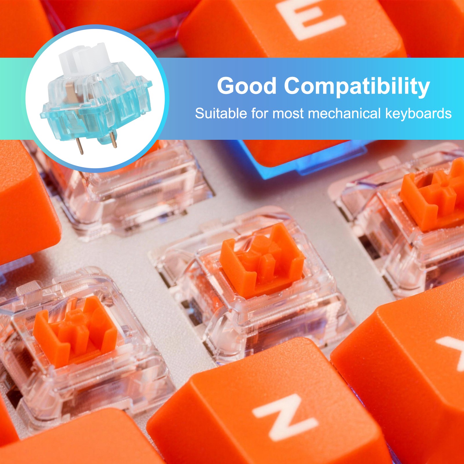 10pcs Blue Keyboard Switches 3-Pin 55gf Linear Keyboard Switch Replacement