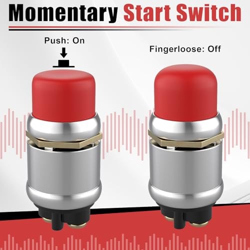 Push Button Starter Switch 12V 50A, Waterproof Momentary Start Switch red-1
