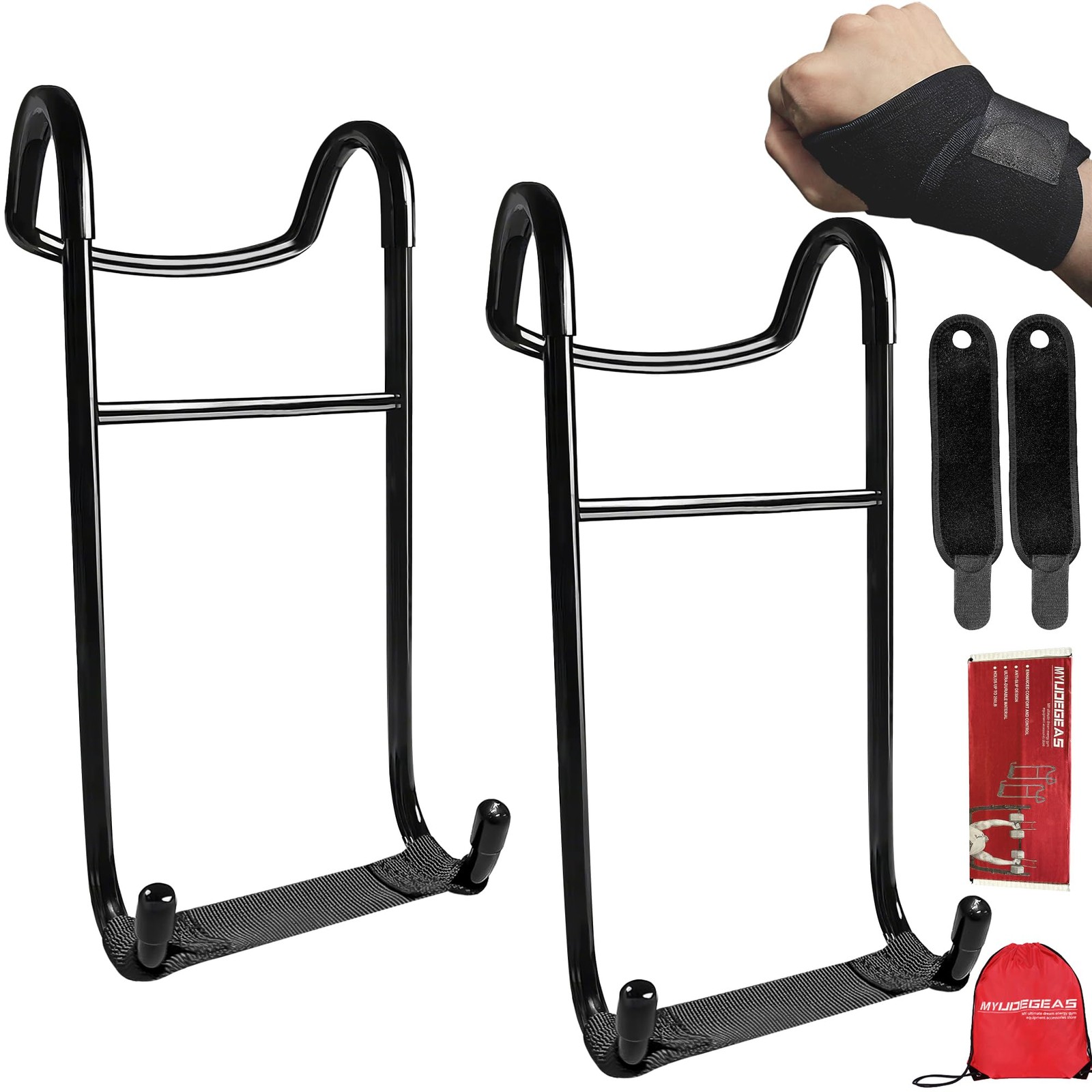 Upgraded 2-Pack Mad Spotter Pro 2.0 Dumbbell Hooks, Black