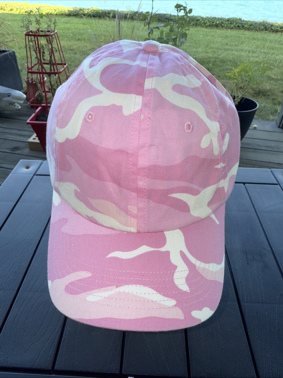 Pinks White Camouflage Lite weight Cotton Hat Cap Hook Loop OSFA Port Authority