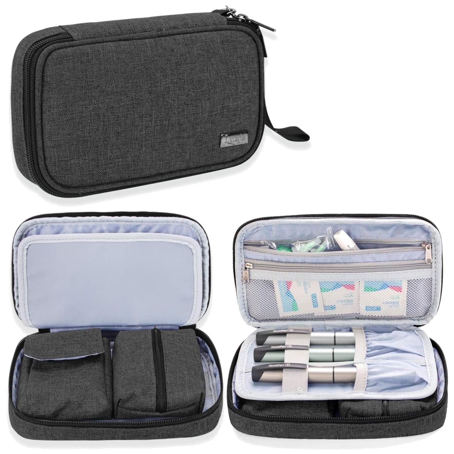 Multi-Function Black Diabetic Supplies Case - Keeps Your Essentials Organized