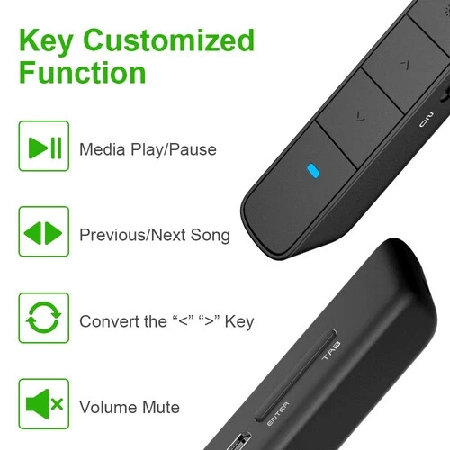Presentation Clicker Green Light Pointer USB Rechargeable Wireless