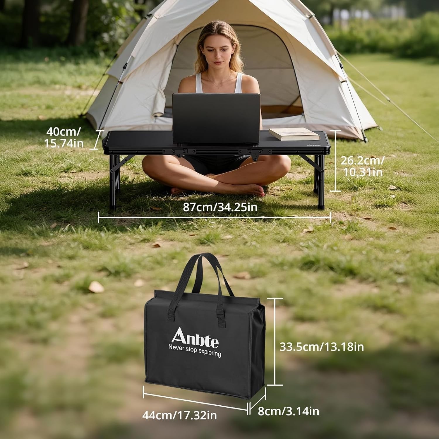 3ft Low Folding Picnic Table 10.3" Height Thicker Aluminum Small Camping Table