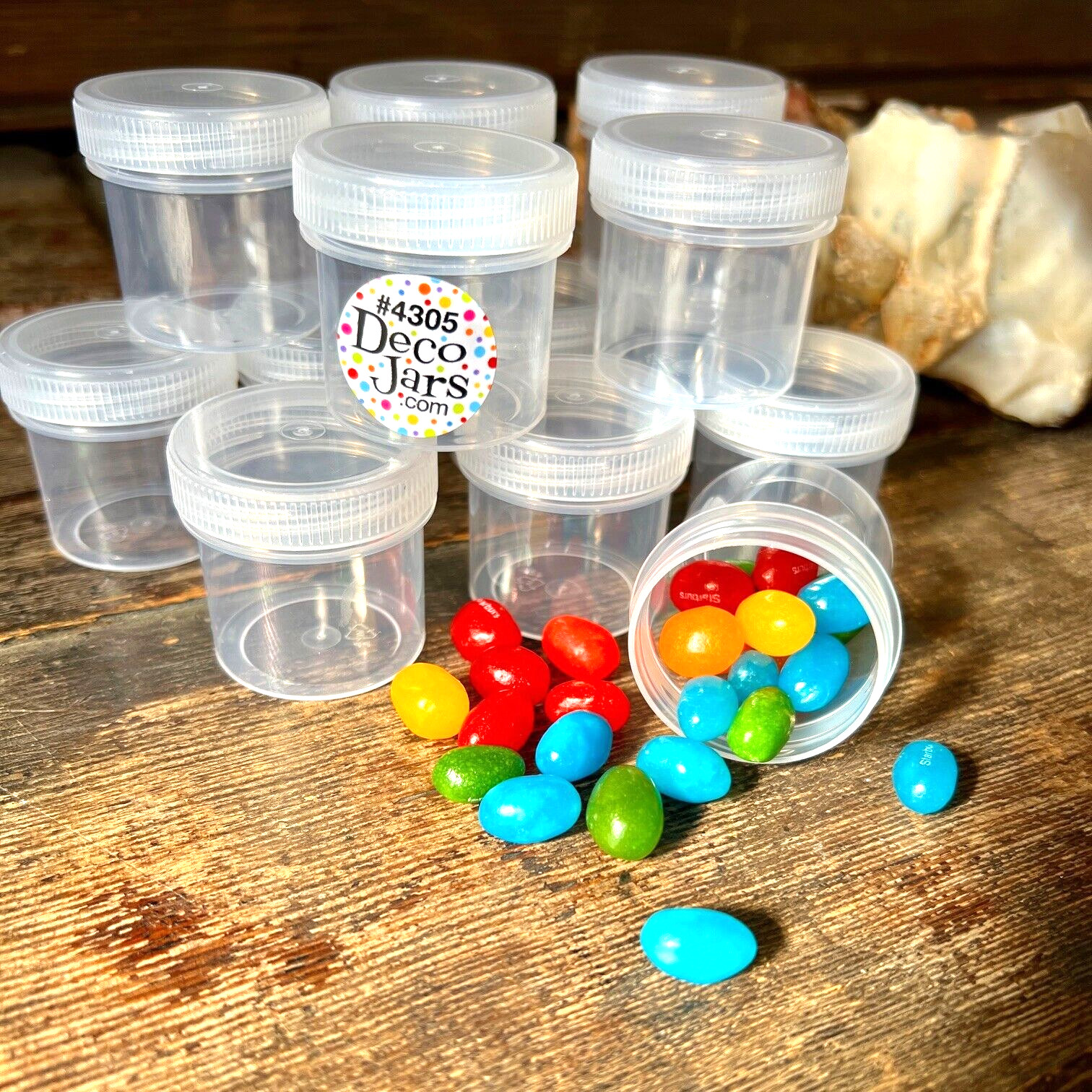 20 Clear Plastic Screw Jars  Clear Caps Containers 1 ounce 4305 USA Reusable