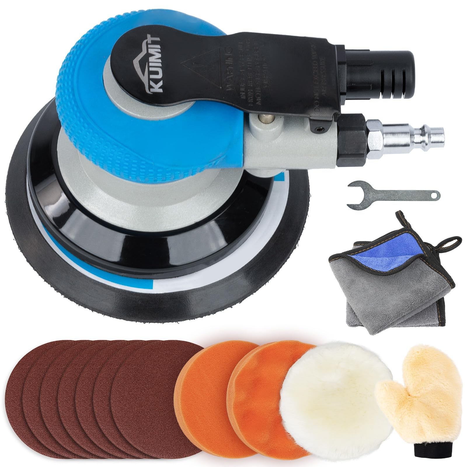 KUIMIT 5" Air Sander Kit - Dual Action Tool for Car Detailing & Woodworking