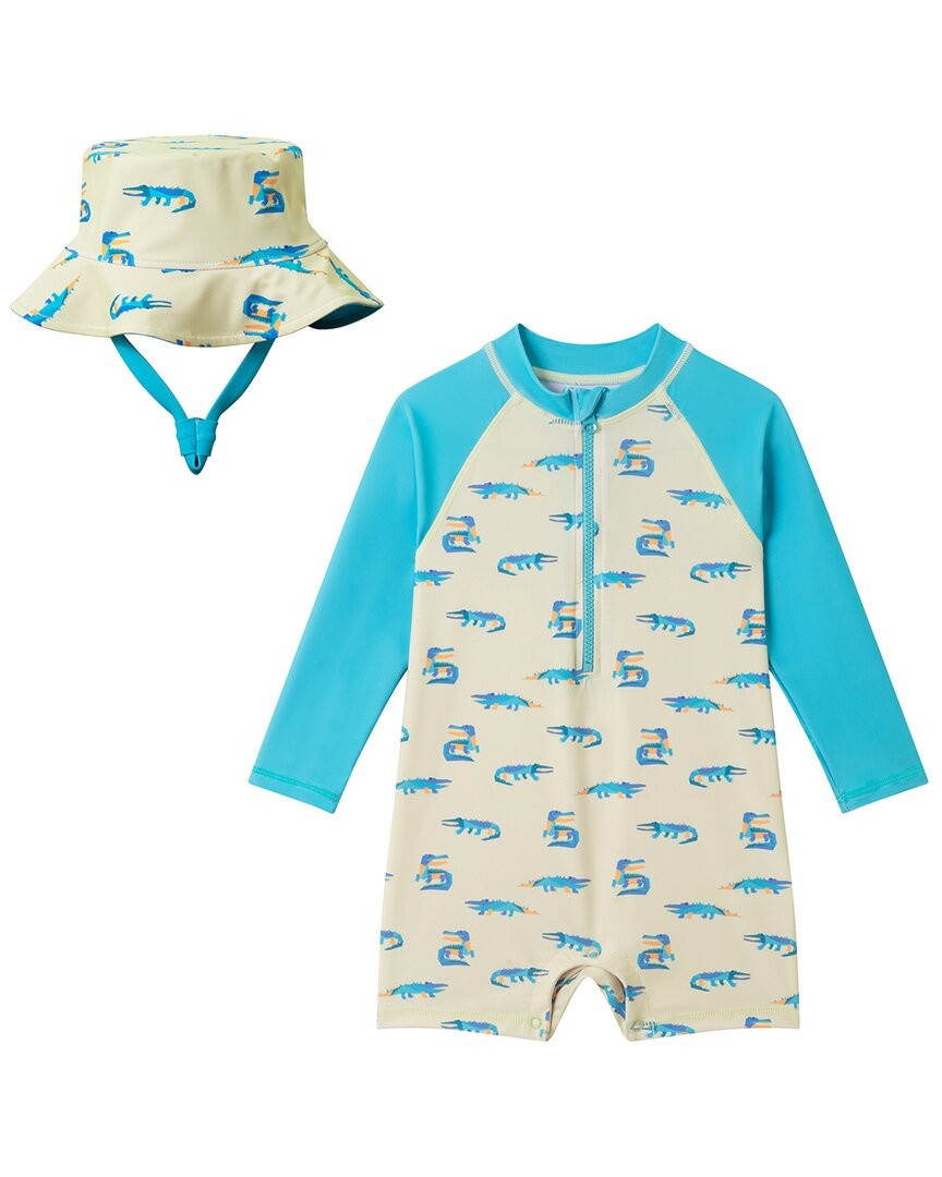 Andy & Evan Lime Gator Swim Romper  3/6M