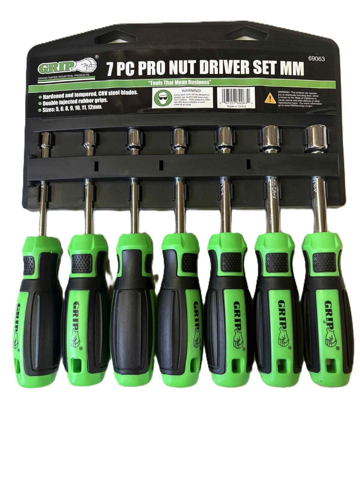 GRIP 7pc Metric Pro Nut Driver Set MM Tools 69063