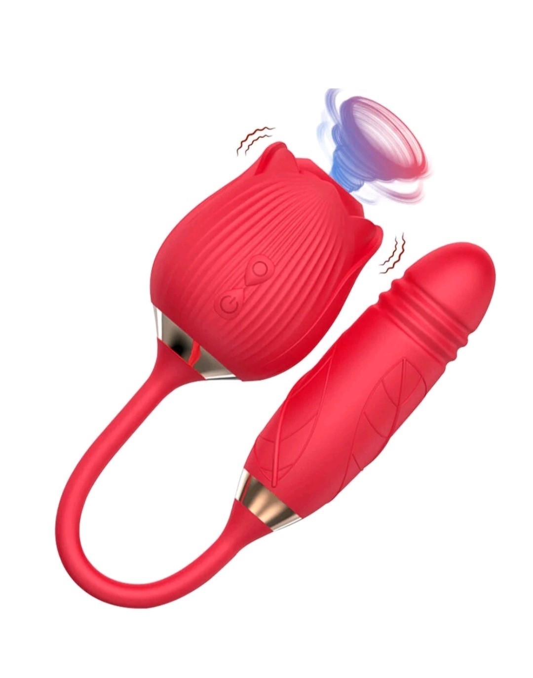 2in1-Rose-Women-Sucking-Thrusting-Vibration-Clit-Nipples-Licking-use-Lubricants