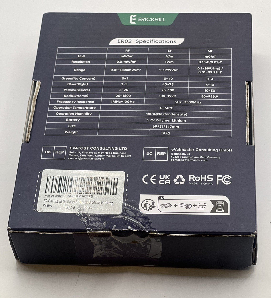 Erickhill ER02 Rechargeable EMF Tester 3 In 1 EF RF EMF Meter
