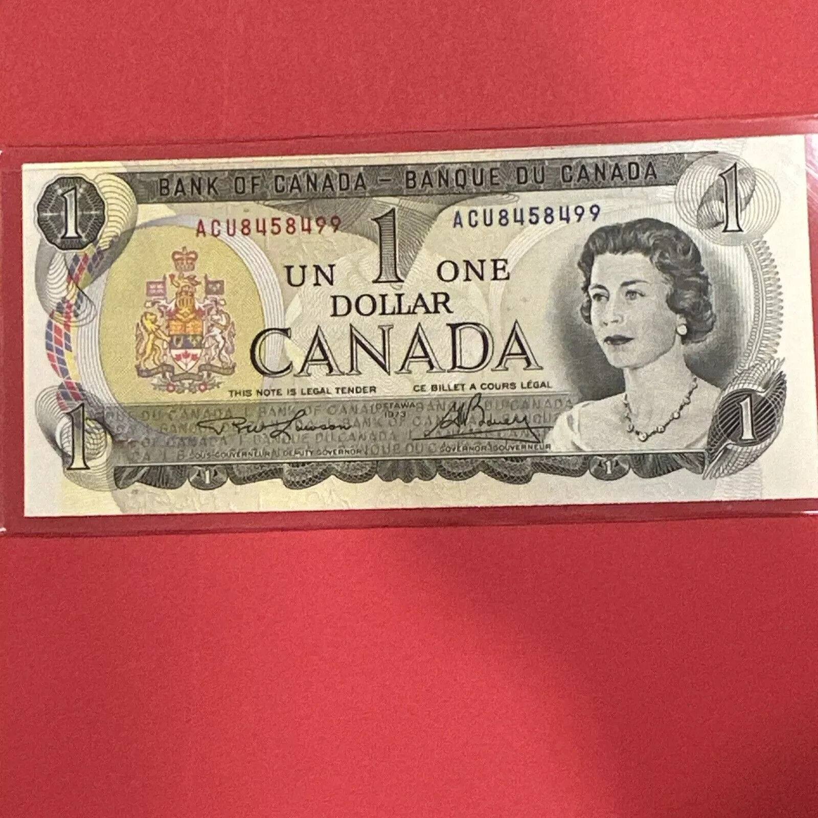 Canada Bank of Canada 1 dollar bill Ottowa 1973 CRISP note