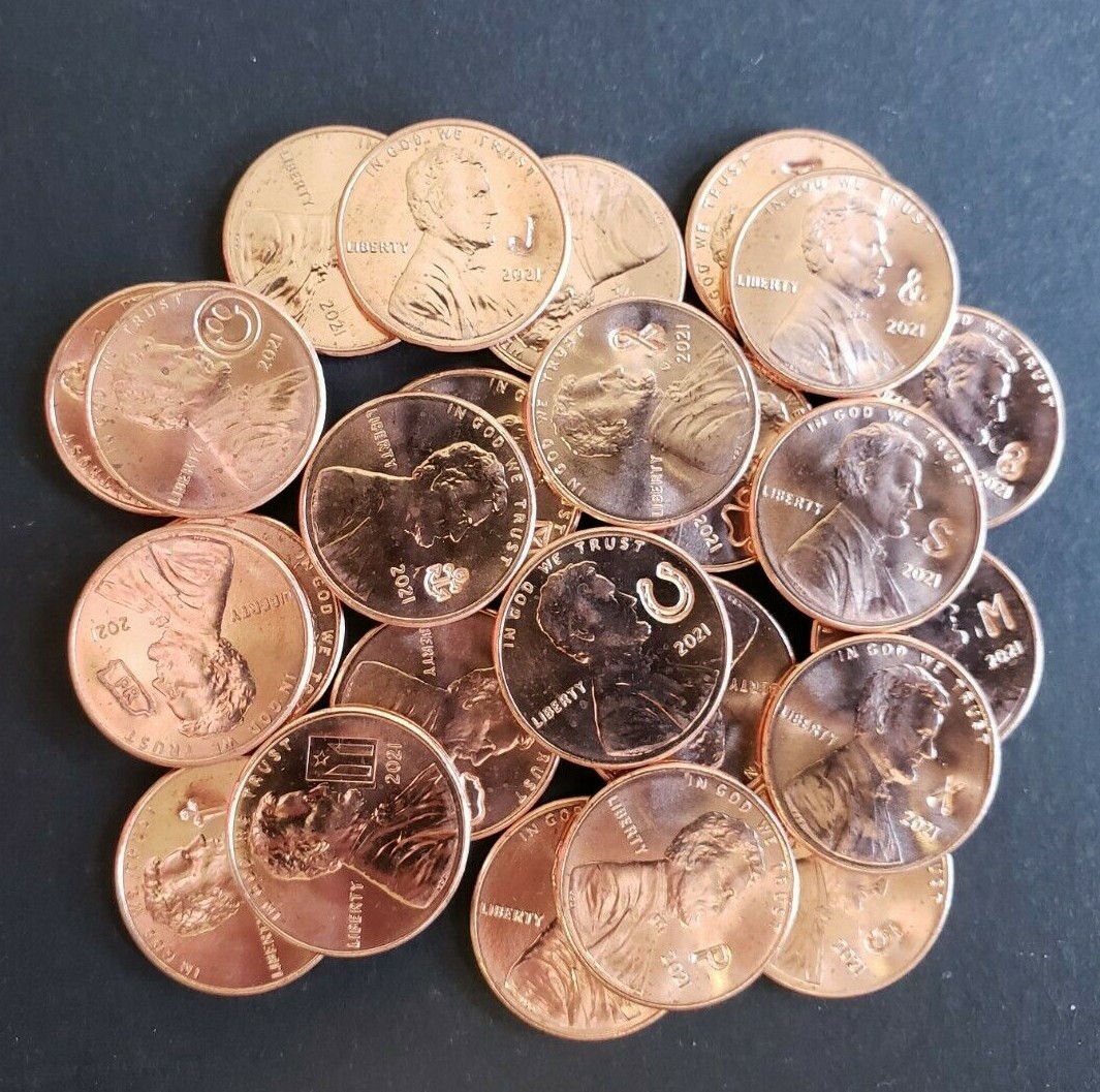 Lot of 10 Counterstamped Lincoln 2025 Pennies - Uncirculated Counterstamp Coins!