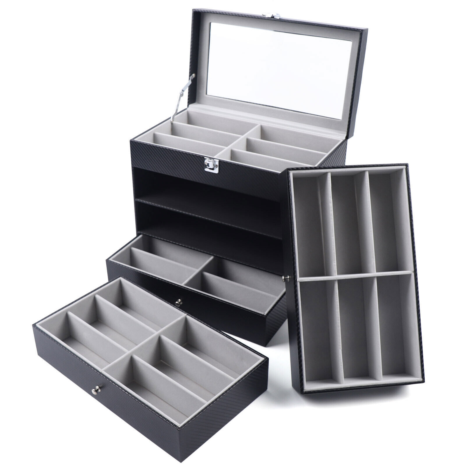 24-Slots Multiple Glasses Organizer Eyeglass Sunglass Storage Box Display Holder