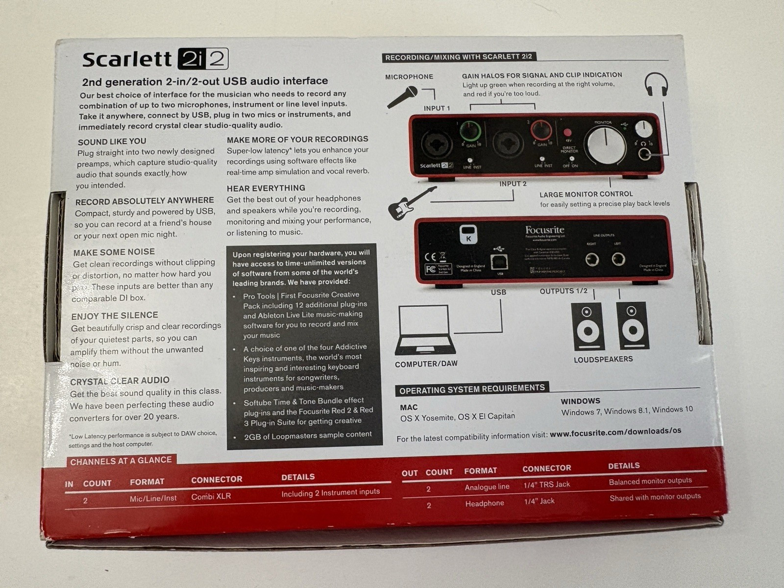 NEW Focusrite SCARLETT 2i2 2ND GEN 2-in/2-out USB Audio Interface