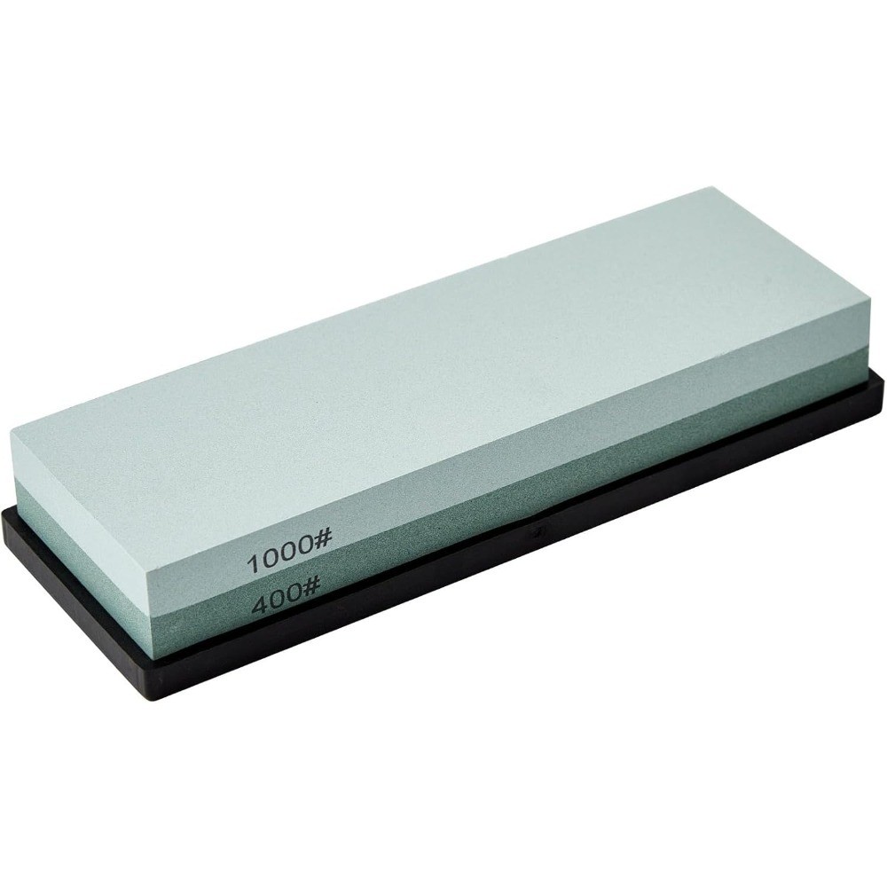 Knife Sharpening Stone with Non-slip Rubber Base, 400/1000 Grit Premium