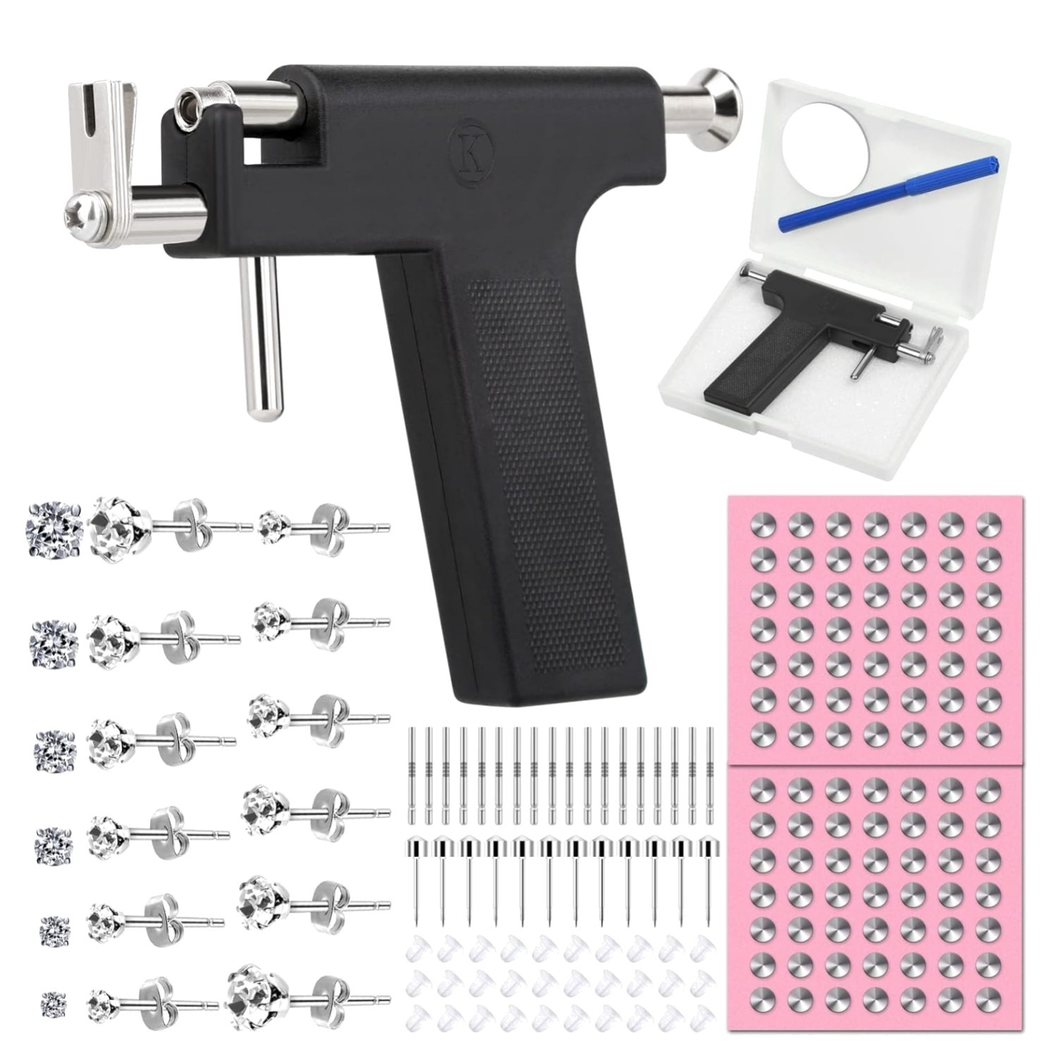 Professional Ear Piercing Gun Kit, Reusable Piercing Gun with Stainless Steel Pi