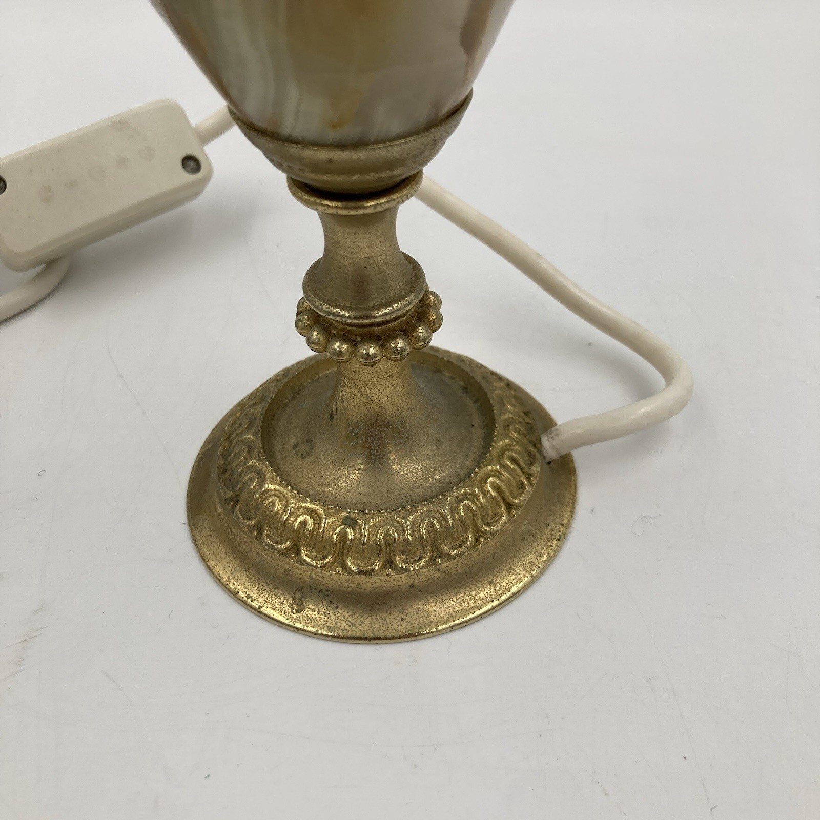 Vintage Brass & Stone Table Lamp Traditional Classical 27cm