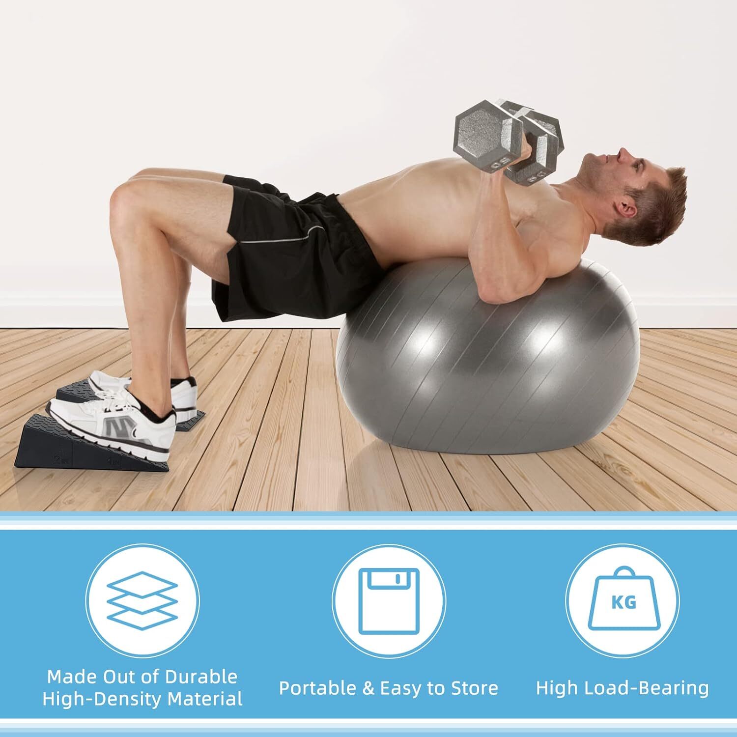 Folaps Squat Wedge Block for Heel Elevated Squat, Weightlifting Calf Dark