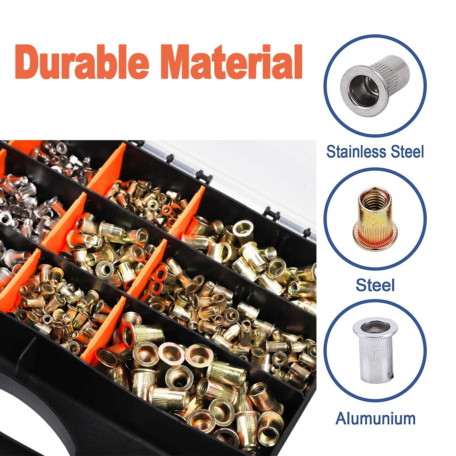1200x Metric Rivet Nut Kit For Rivnut Tool Nut Setter Thread Setting Nutsert Gun