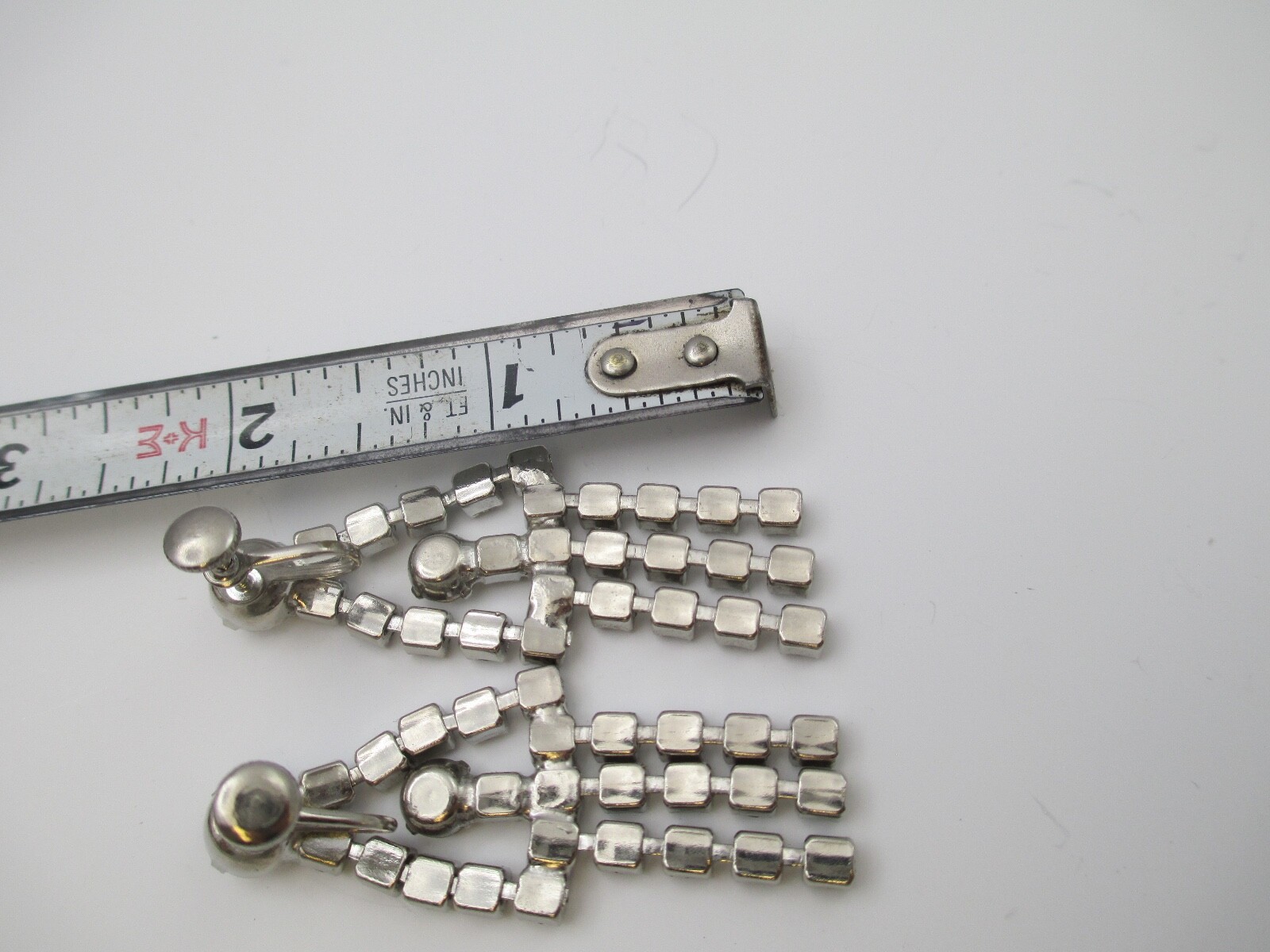 Vintage Rhinestone Cascade earrings Screw back Unsigned Dangles elegant