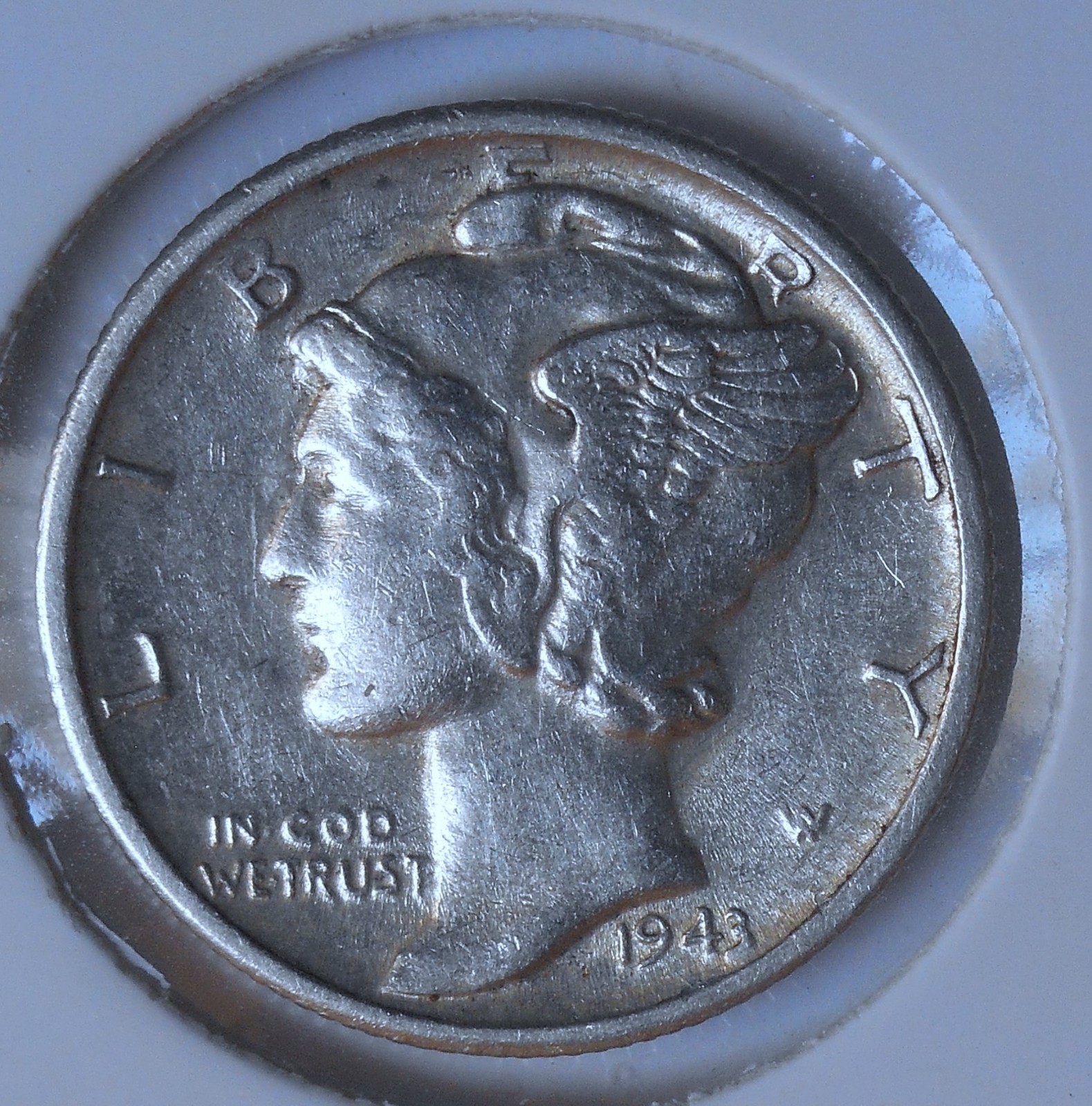 1943-s . Mercury Dime . . AU . Almost Uncirculated . Silver .