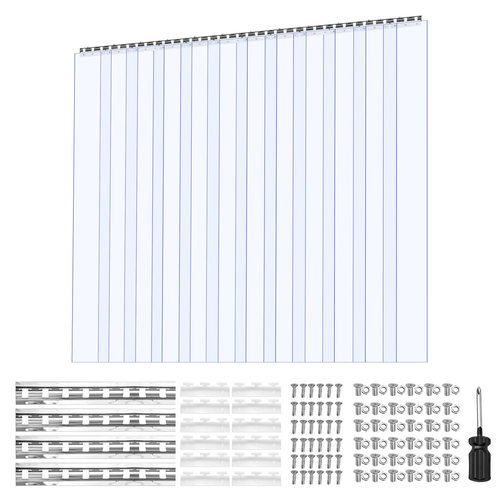 Uimoso 12 PCS PVC Strip Curtain 84 x 72 x 0.08 in Smooth Plastic Door Panels