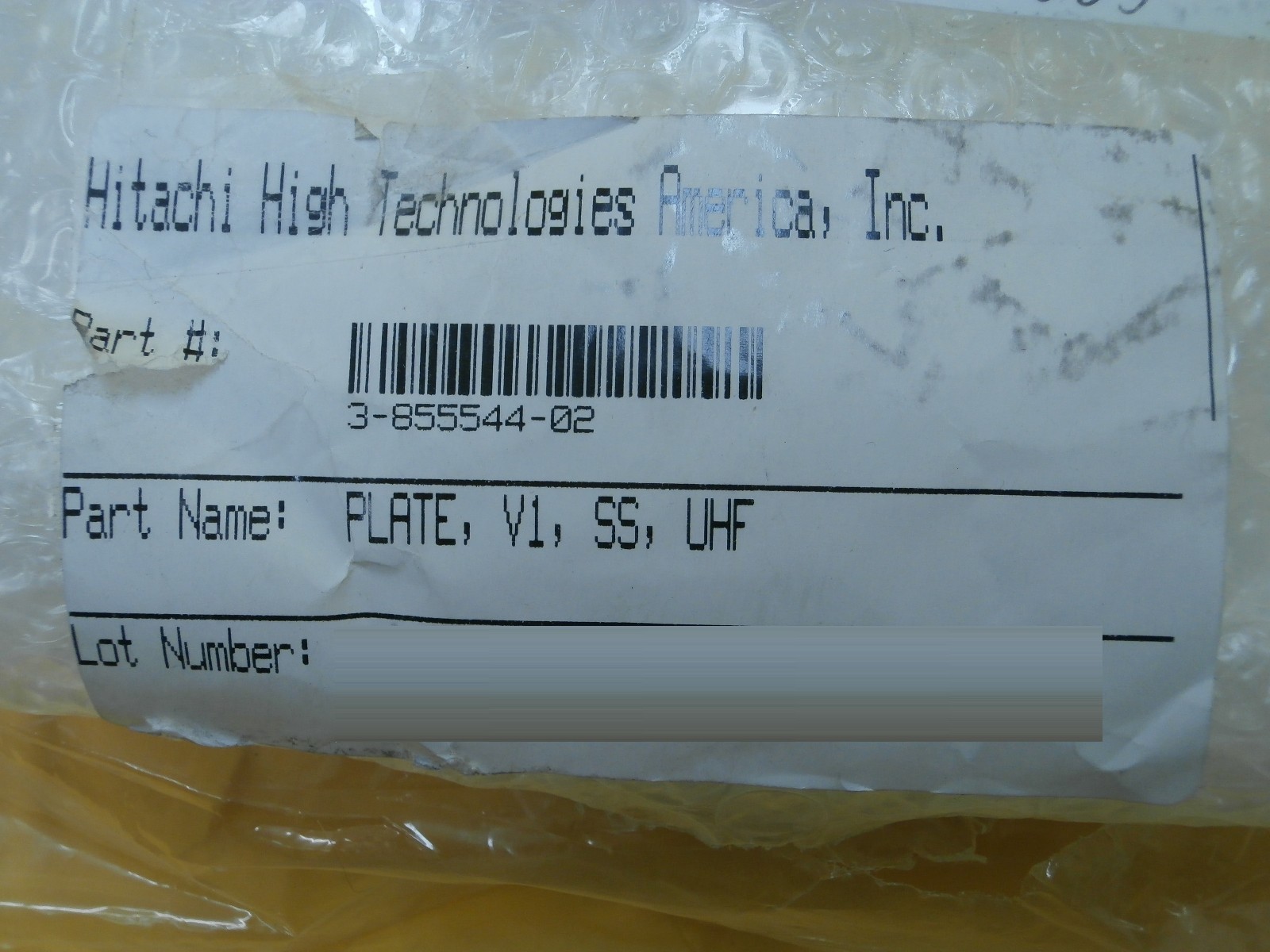 Hitachi 3-855544-02 Stainless Steel V1 UHF Plate New Surplus