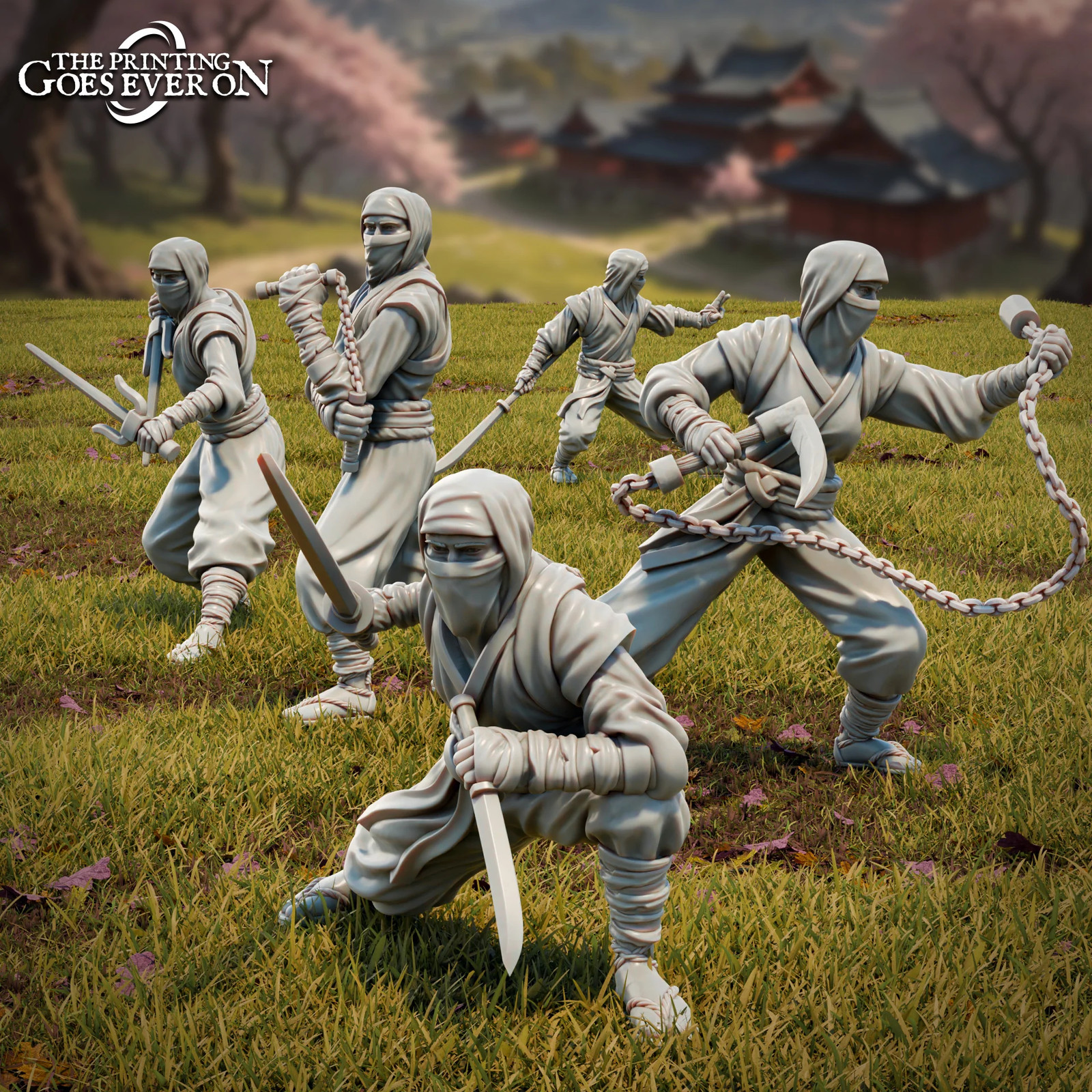 Ninjas (Set of 5) - 28-32mm Tales of the Jade - Resin Tabletop Miniatures