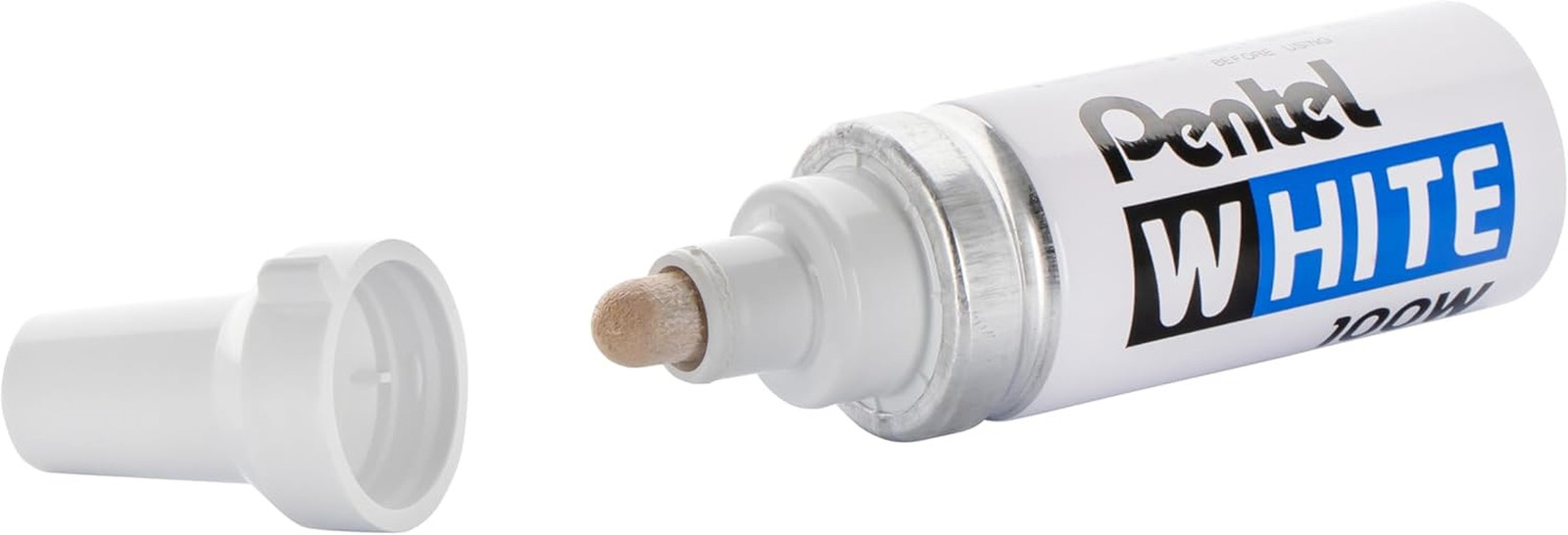 Pentel Permanent Marker, White, Broad Point, 1 Pack (100W)