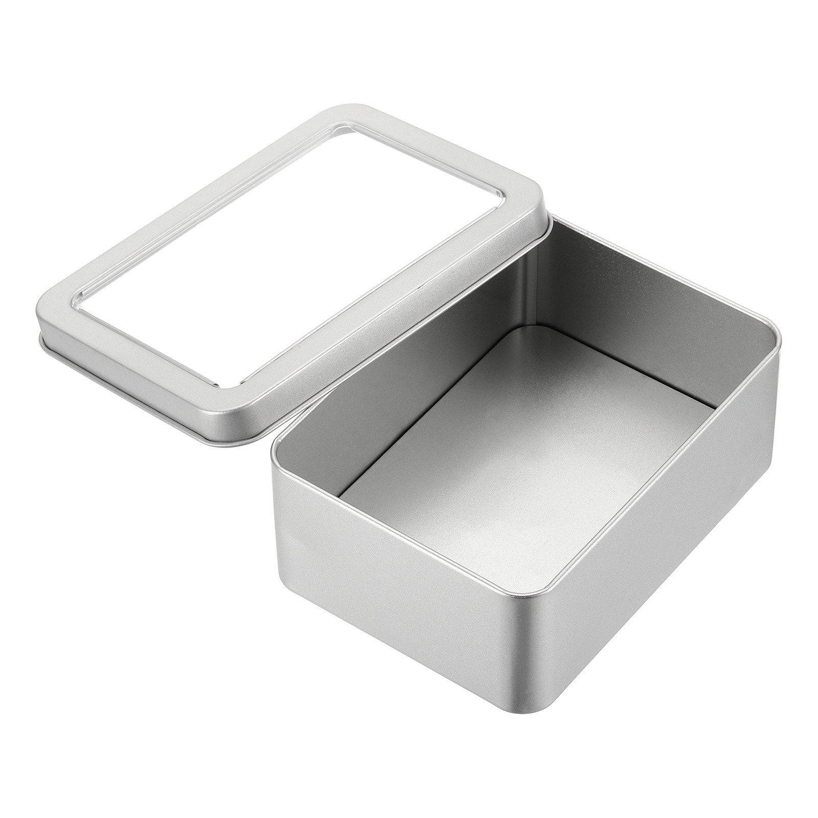 5.1 x 3.7 x 1.9 Inch Rectangular Storage Tins Box with Lid Window