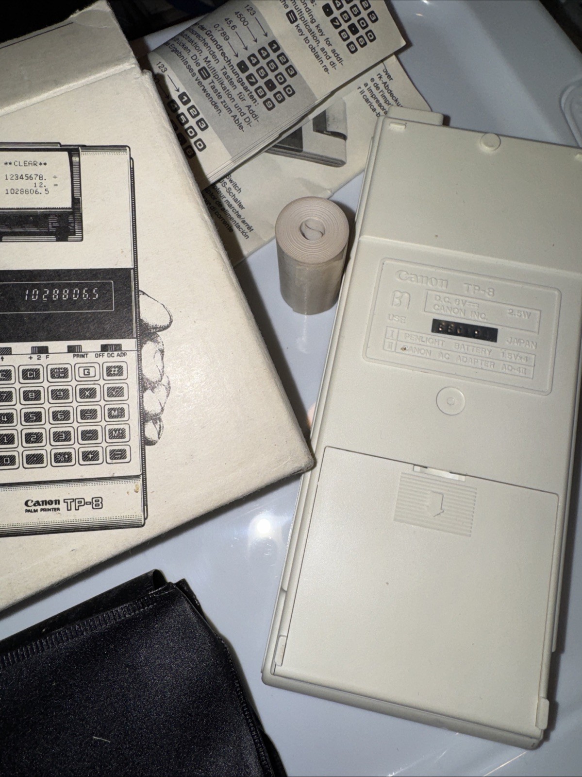 Vintage Canon TP-8 Pocket Printer Calculator Adding Machine Original Box, Clean!