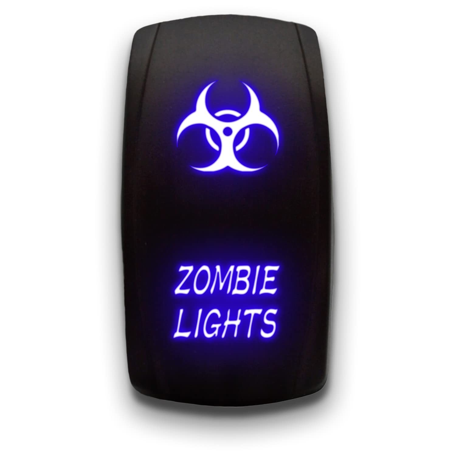 Blue Zombie Lights Laser Etched Toggle Switch 20A 12V Vertical Rocker 5Pin
