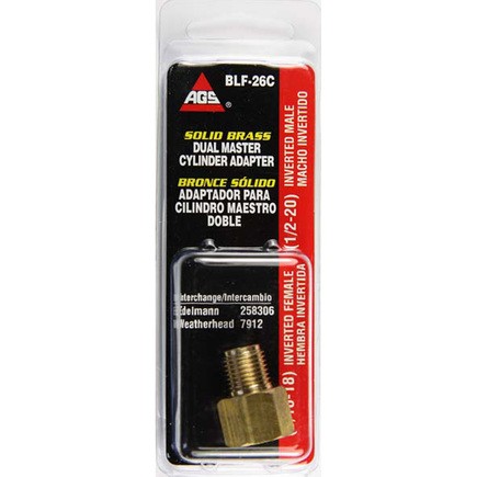 Ags Company BLF-26C Brass Adapter, Female(9/16 18 Inverted), Male(1/2 20