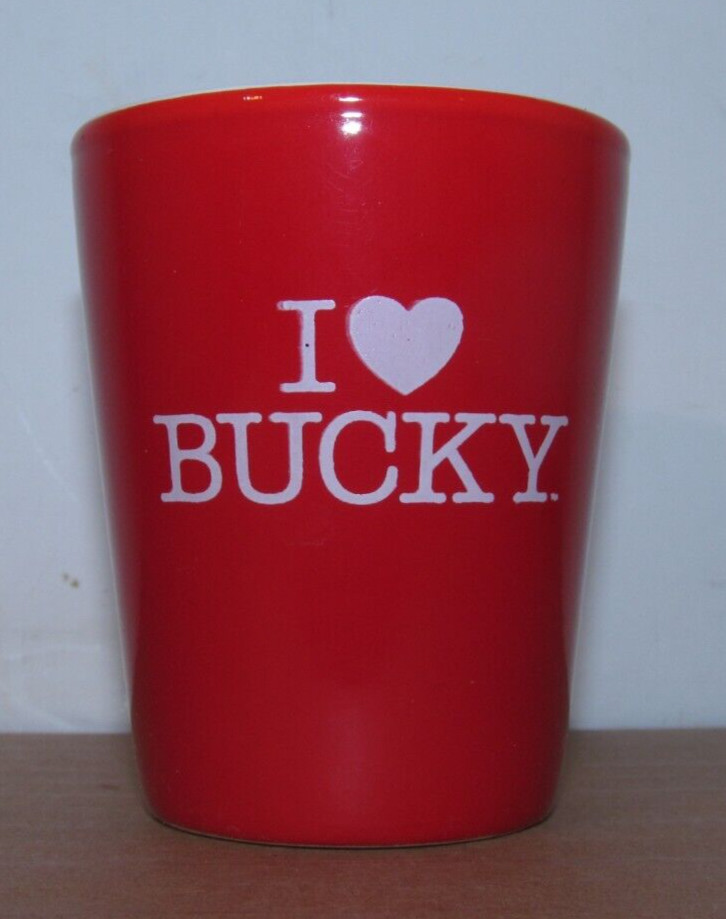 I LOVE BUCKY Wisconsin Badgers Red Shot Glass