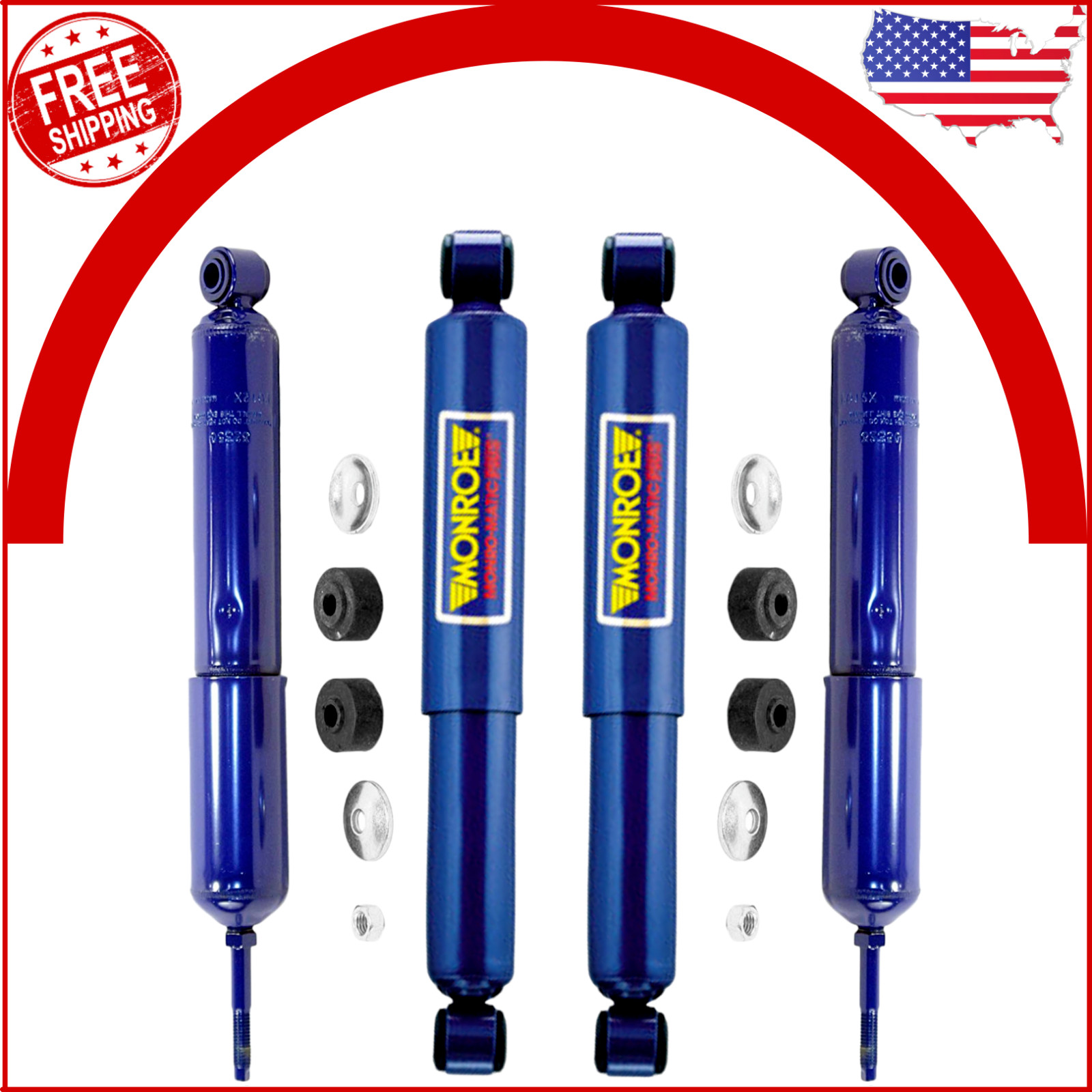 Monroe Matic Plus Front & Rear Shock Absorbers Kit Set For Ford F-150 90-96 4X4