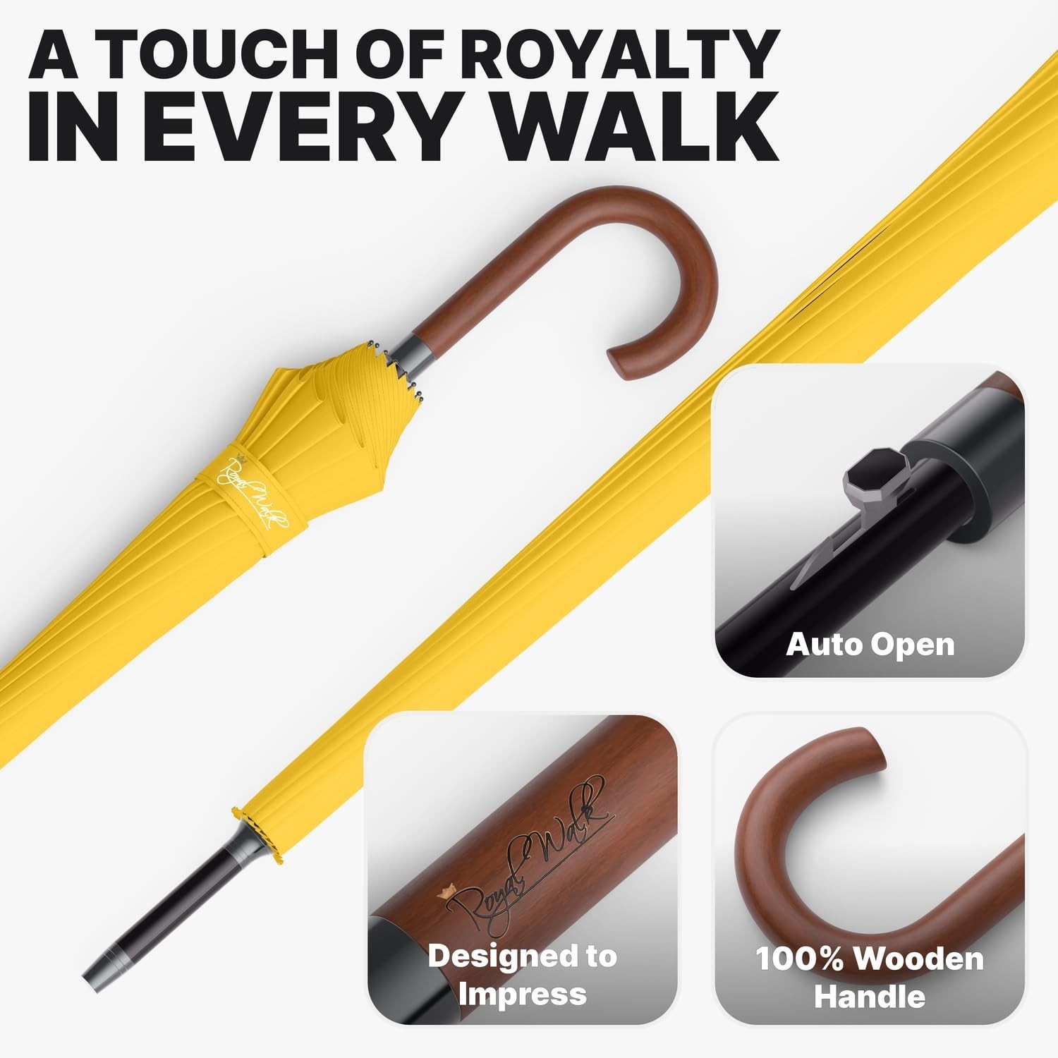 Royal Walk Large Umbrella for 2 Persons - 54 Inch Automatic Open, Windproof