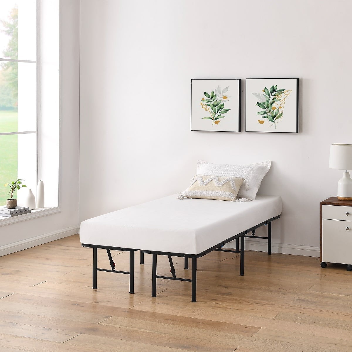 14" High Quad Fold Steel Platform Bed Frame Twin