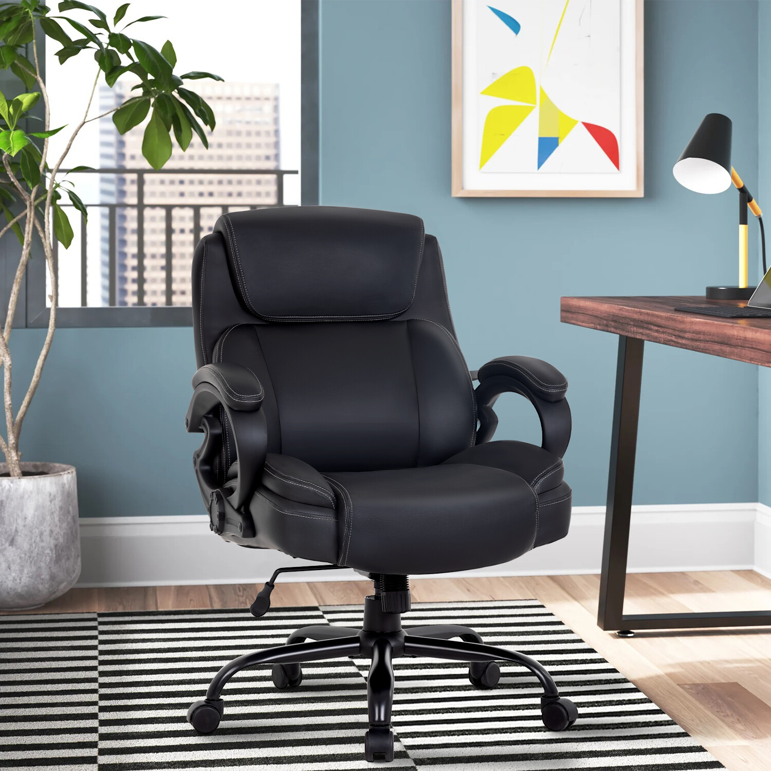 Big and Tall Office Chair Heavy Duty 400LBS Executive Desk Chair with Wide Seat