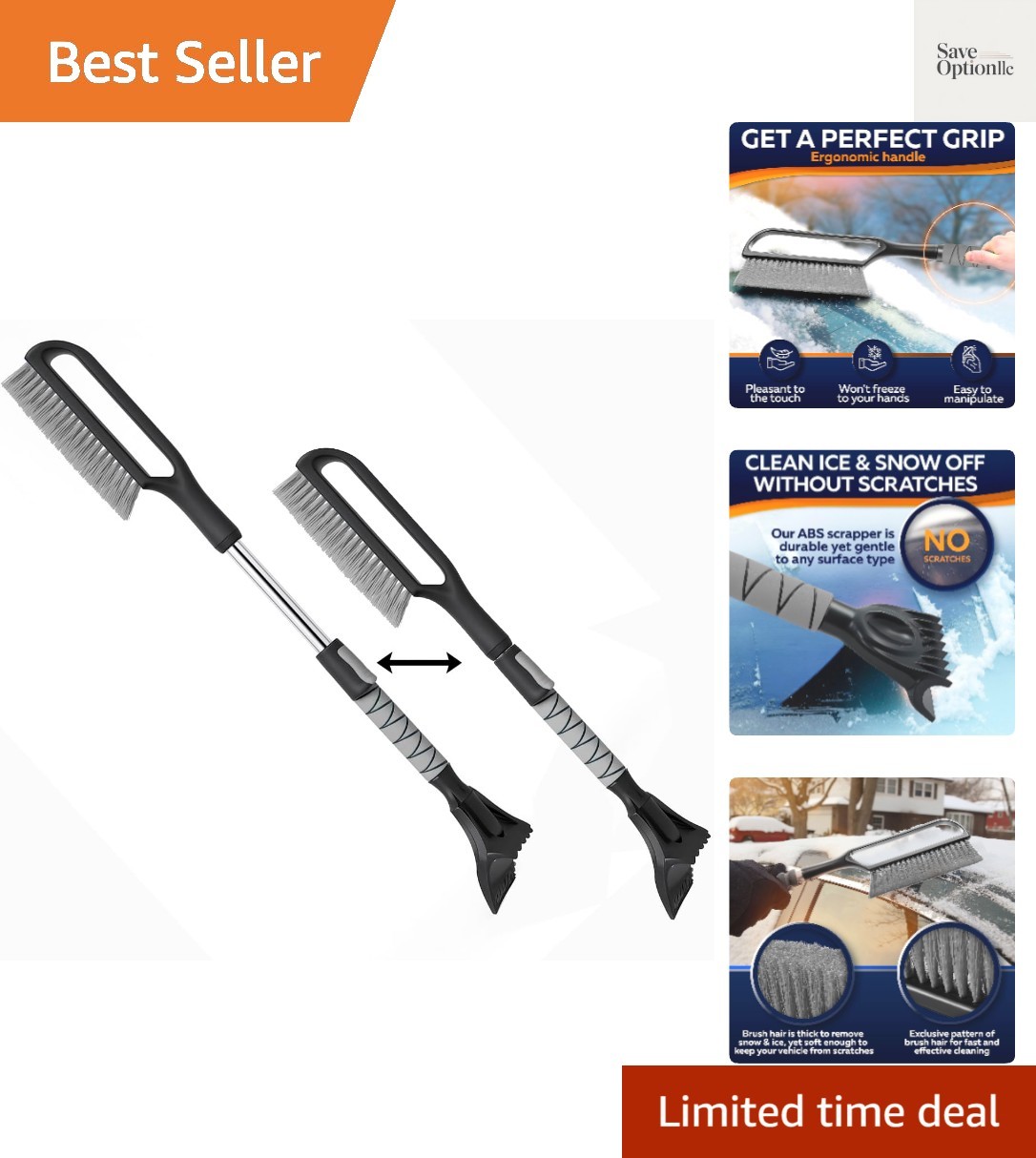 34.5" & Ice Scrapers for Car Windshield with Foam Grip for Cars Extendable, S...