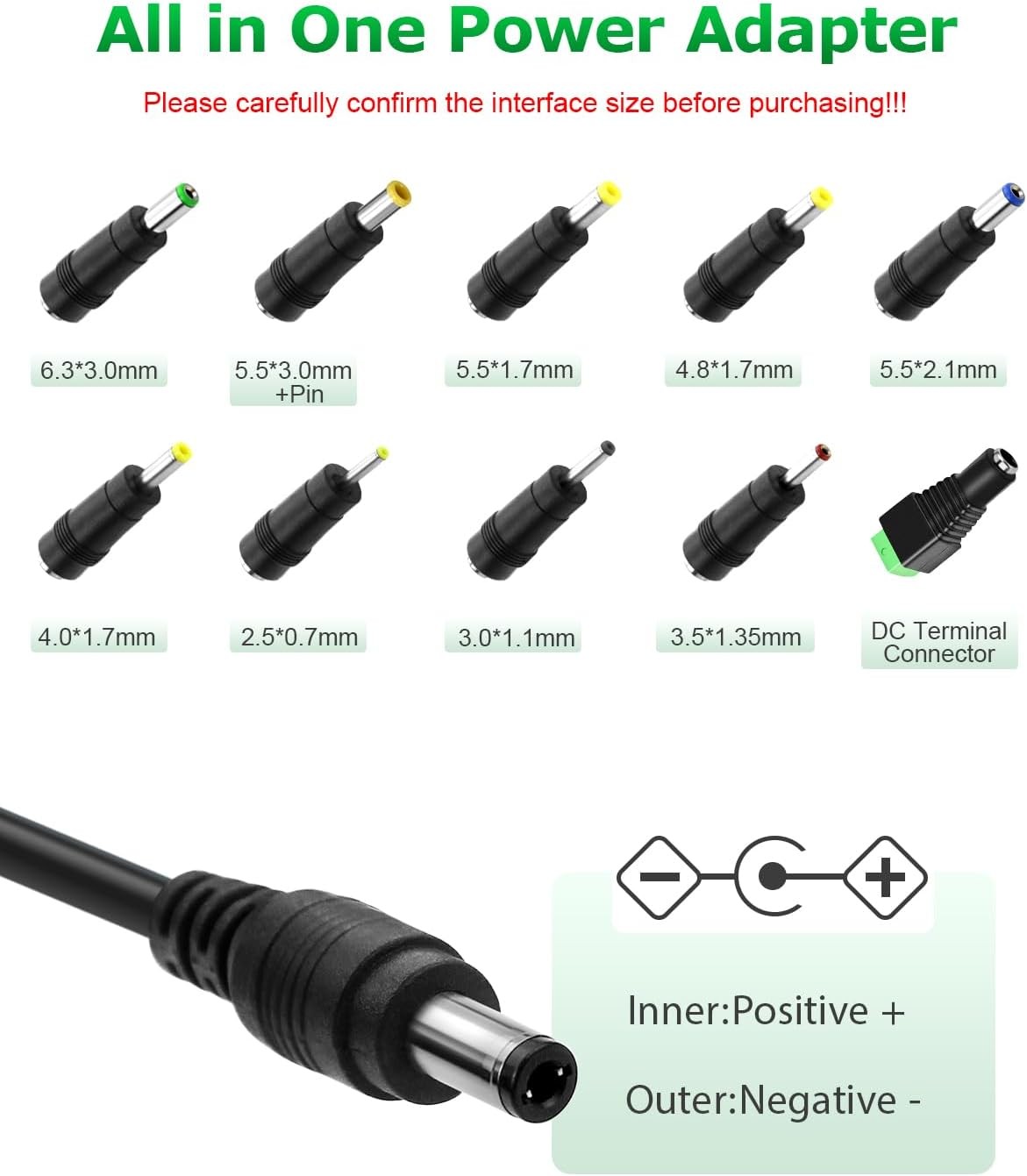 12V 3A Power Supply Adapter 36W Ac/Dc Charger AC 100V-240V to DC 12Volt 3Amp Pow