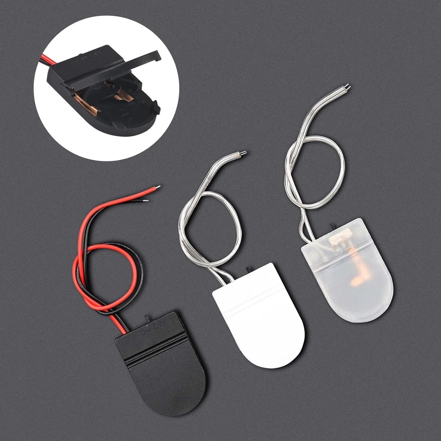 Alinan 5pcs Button Battery Holder Coin Cell with Switch Black